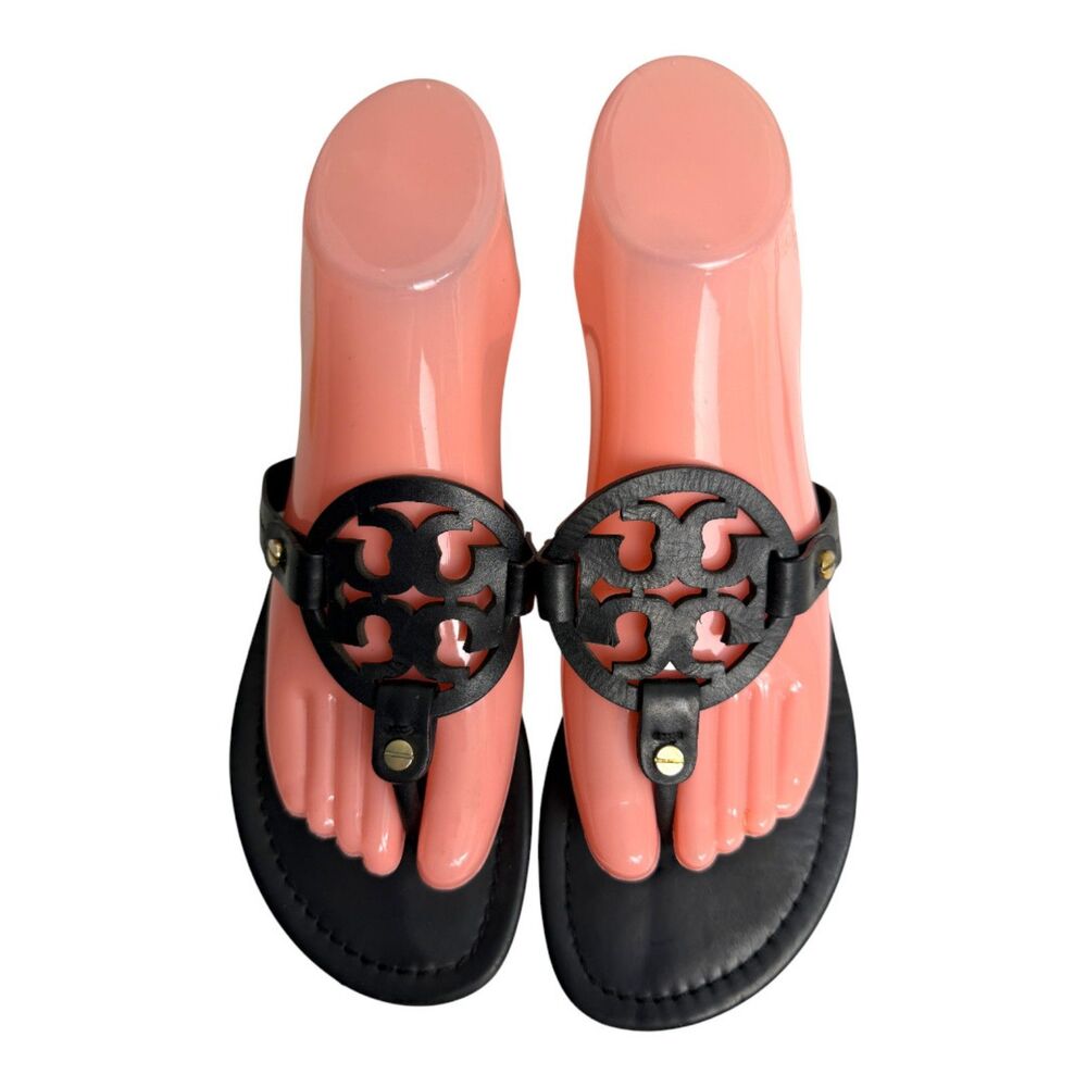 Tory Burch Black Logo Thong Sandals